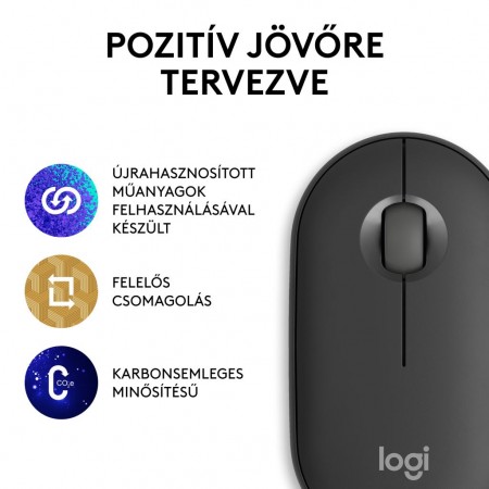 Logitech M350s Pebble 2 vezeték nélküli egér graphite (910-007015)