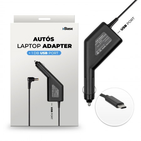 Dell 20V 4.5A / 15V 3A / 9V 3A / 5V 3A / (90W) utángyártott új Type-C autós, szivargyújtós laptop töltő