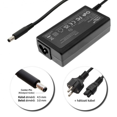 Dell 19.5V 3.34A (65W) 4.5x3.0mm használt, utángyártott töltő