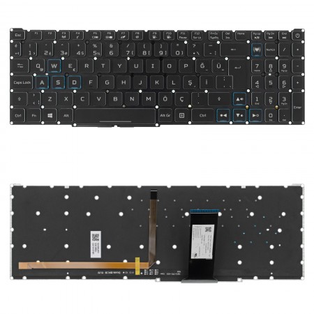 6B.Q5PN4.016 gyári új, fekete török laptop billentyűzet, keret nélkül