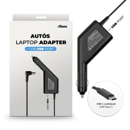 HP 20V 3.25A (65W) utángyártott új Type-C autós, szivargyújtós laptop töltő