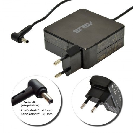 Asus 19V 2.37A (45W) 4.5x3.0mm center-pin gyári új töltő