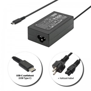 HP 20V 2.25A / 15V 3A / 12V 3A / 9V 3A / 5V 3A (45W) USB-C (Type-C) gy&aacute;ri &uacute;j t&ouml;ltő