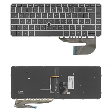 901042-211 gyári új magyarított ezüst-fekete háttérvilágításos laptop billentyűzet