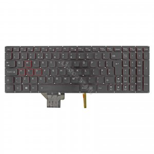 SN20H54519 haszn&aacute;lt angol (UK) fekete - piros h&aacute;tt&eacute;rvil&aacute;g&iacute;t&aacute;sos laptop billentyűzet, keret n&eacute;lk&uuml;l