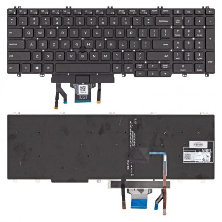 MMH7V használt, angol fekete háttérvilágításos laptop billentyűzet, keret nélkül