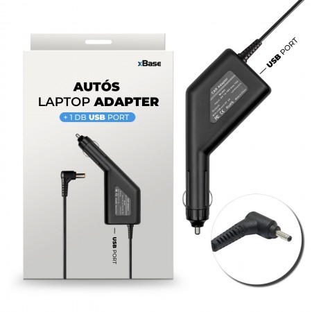 Acer 19V 2.37A (45W) 3.0x1.1mm utángyártott új autós, szivargyújtós laptop töltő