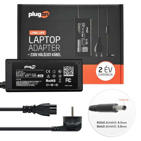 Dell 19.5V 4.62A (90W) 4.5x3.0mm laptop töltő