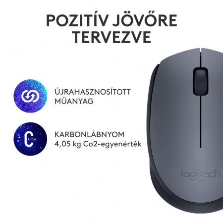 Logitech M170 vezeték nélküli egér fekete-szürke (910-004642) 