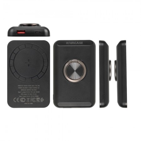 RIVACASE RivaPower VA2603 5000mAh Magsafe Qi Wireless PowerBank Black (4260709013367)