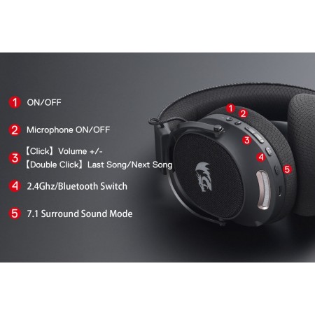 Redragon H858 Arrow Pro Wireless Bluetooth Gaming Headset fekete