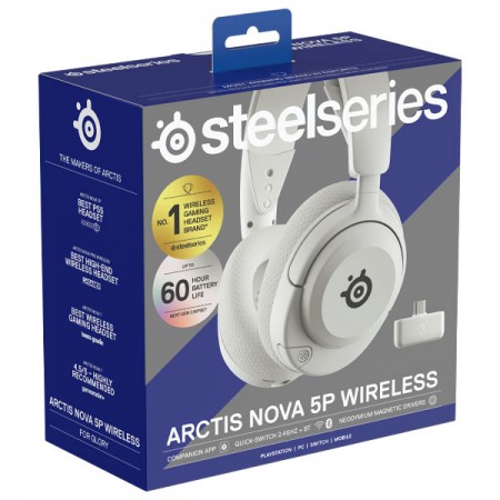 SteelSeries Arctis Nova 5P vezeték nélküli gamer fejhallgató (PS5, fehér) (61674)