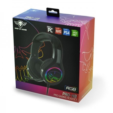 Spirit of Gamer PRO-H8 RGB mikrofonos fejhallgató fekete (MIC-PH8)