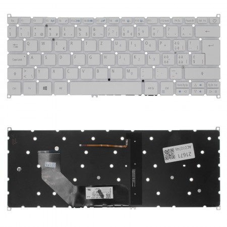 NKI131S046 gyári új svájci háttérvilágított fehér laptop billentyűzet, keret nélkül