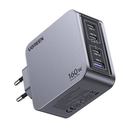 UGREEN Nexode Pro fali töltő, 160W, GaN, USB + 3x USB-C (szürke) (25877) – 2. kép