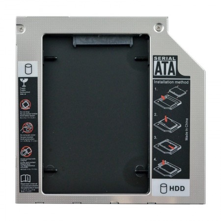 Slim SATA 2nd HDD/SSD caddy, második winchester beépítő keret (9.5mm)