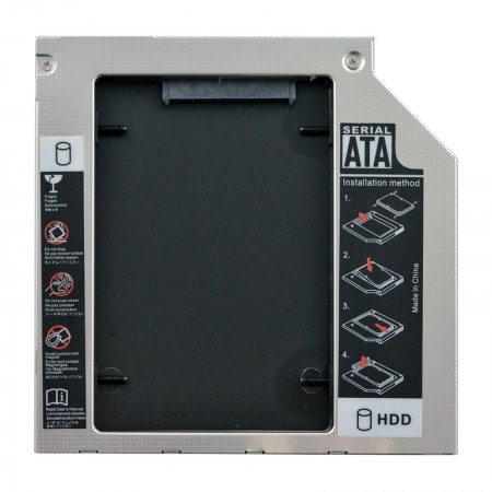 Slim SATA 2nd HDD/SSD caddy, második winchester beépítő keret (9.5mm) – 1. kép