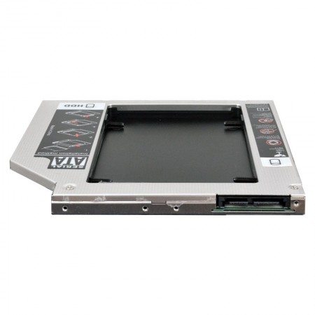 Slim SATA 2nd HDD/SSD caddy, második winchester beépítő keret (9.5mm)